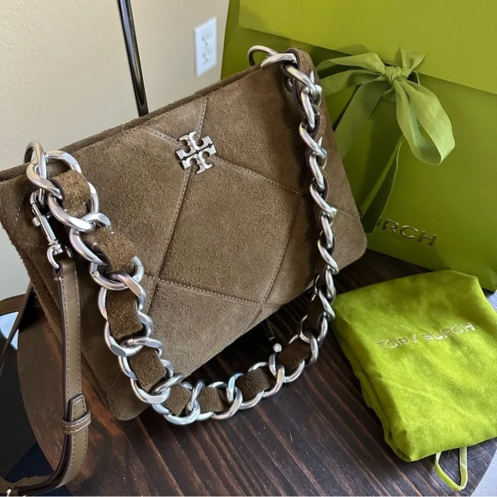 Tory Burch SMALL KIRA DIAMOND QUILT SUEDE SHOULDER BAG - Picture 1 of 16